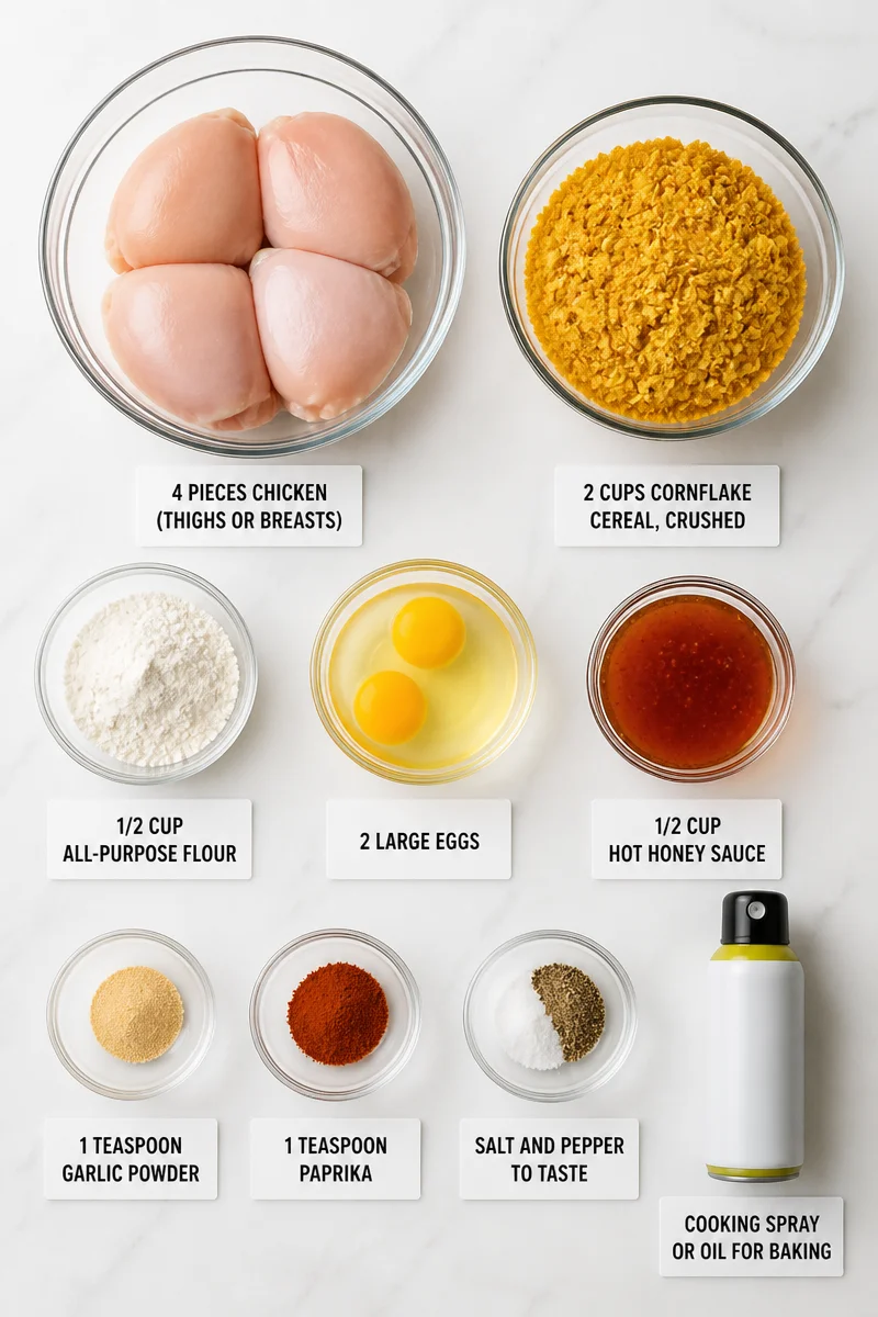 Crispy Cornflake Crusted Baked Hot Honey Chicken