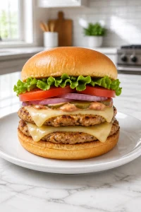 Double Turkey Patty And Swiss Cheese Smash Burger Recipe