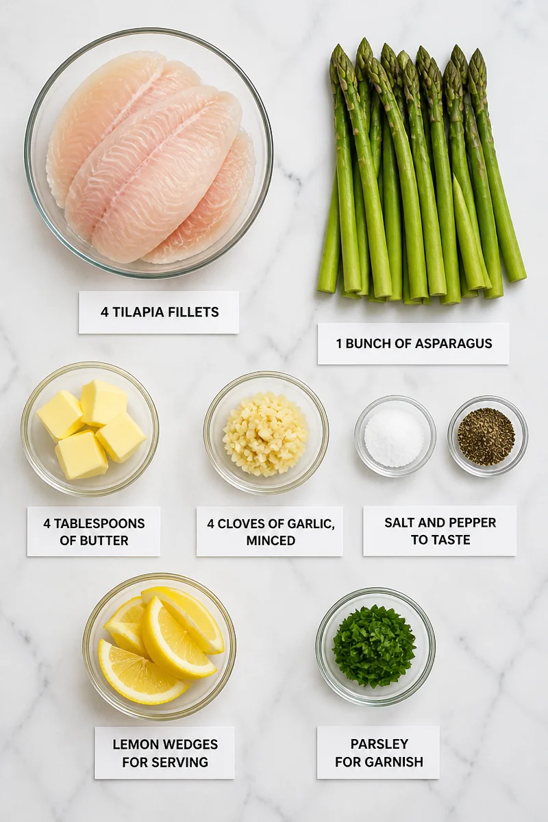 Easy Garlic Butter Baked Tilapia with Asparagus