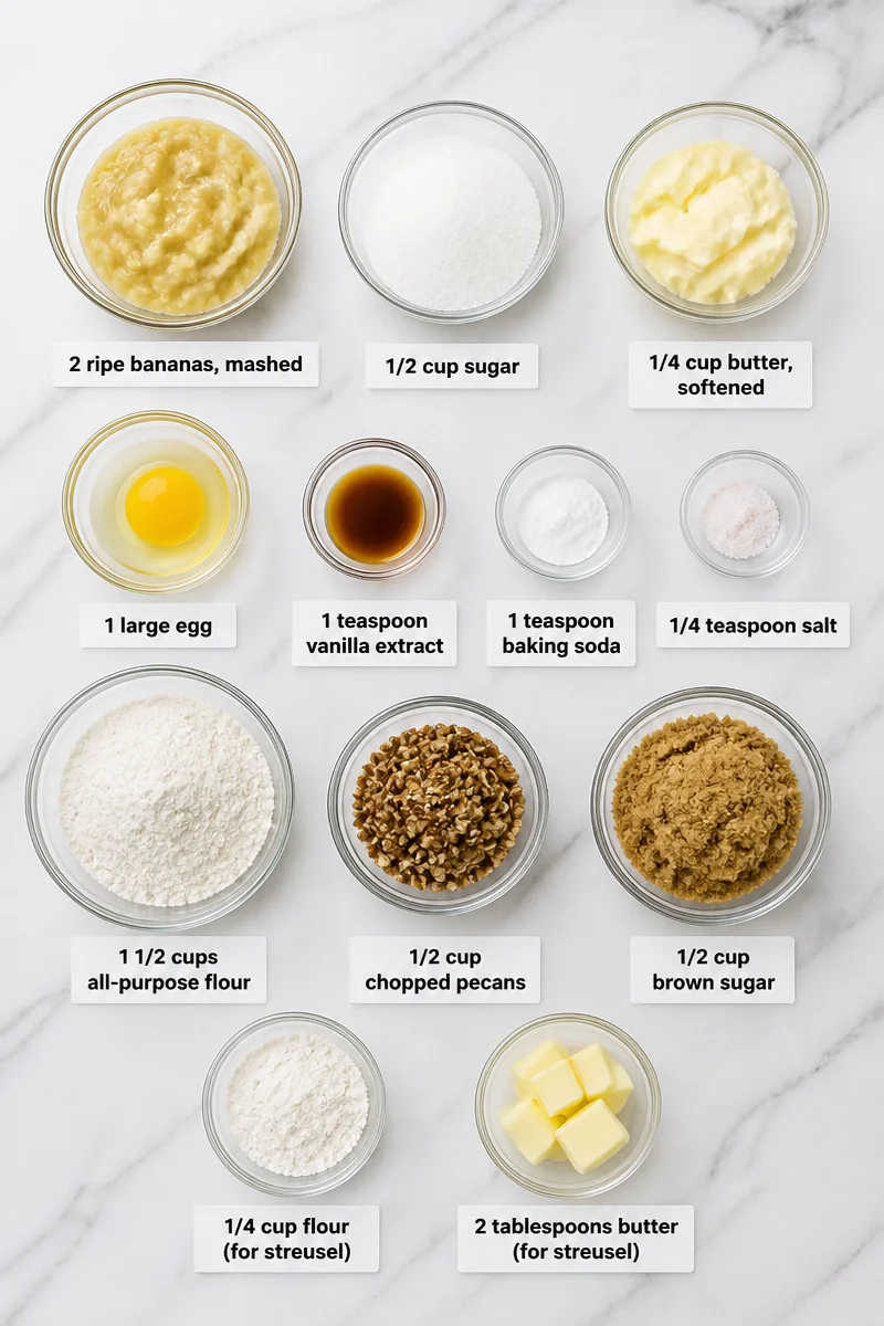 Fluffy Banana Nut Muffins with Pecan Streusel