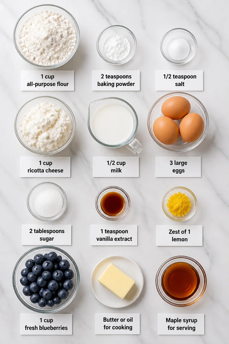 Fluffy Blueberry Lemon Ricotta Pancake