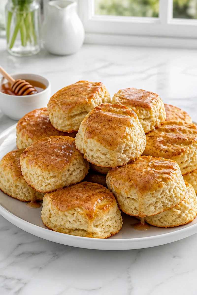 Fluffy Homemade Cinnamon Honey Butter Biscuits