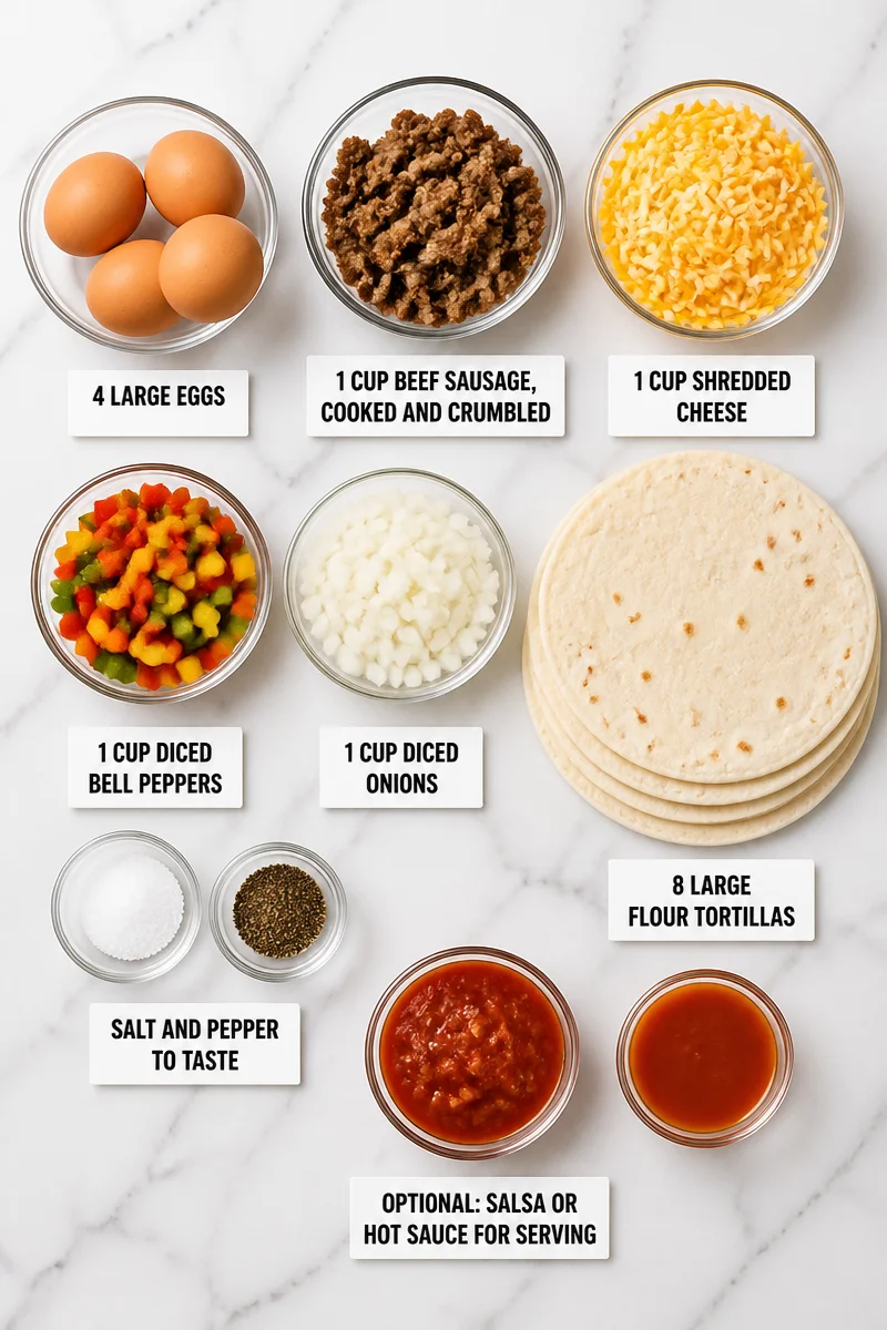 Freezer Friendly Egg And Beef Sausage Breakfast Burrito