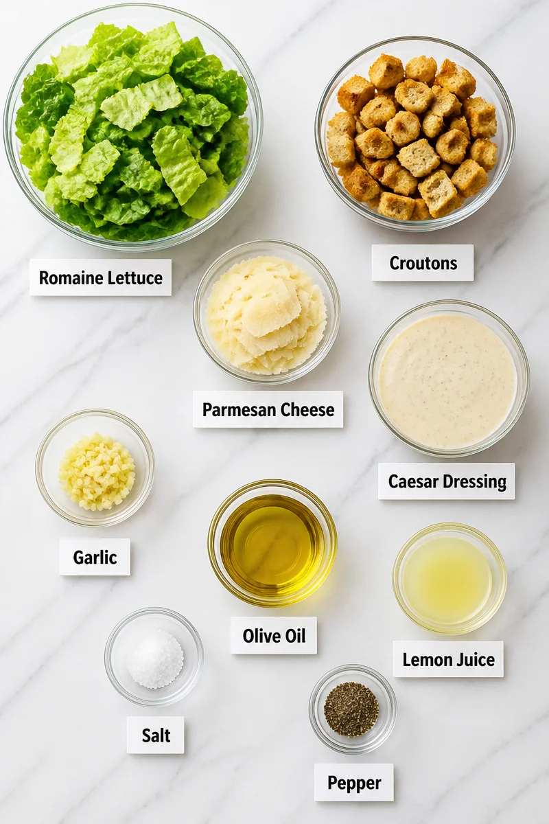 Fresh Caesar Salad with Homemade Croutons and Parmesan