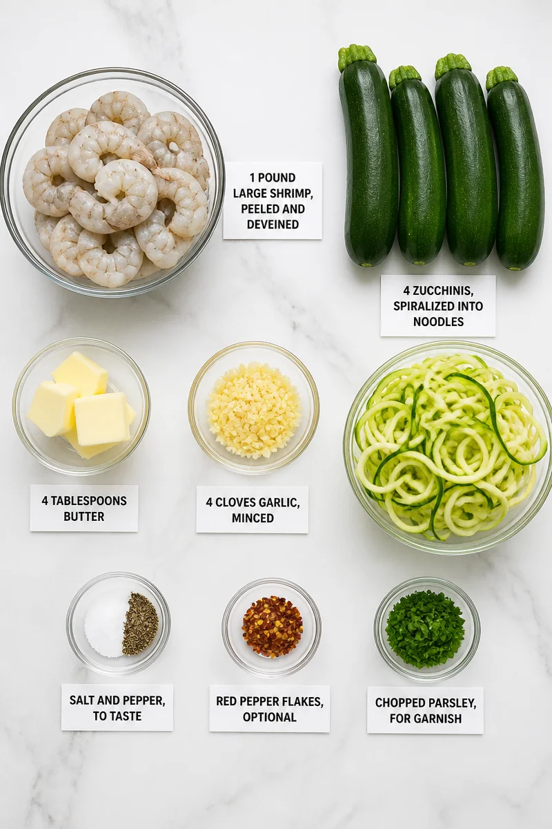 Garlic Butter Shrimp with Zucchini Noodle Bowl