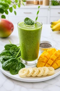 Green Spinach And Mango Detox Smoothie Drink