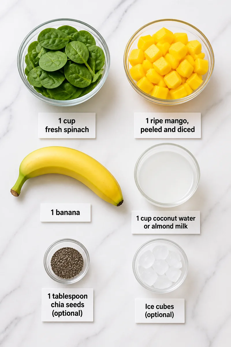 Green Spinach And Mango Detox Smoothie Drink