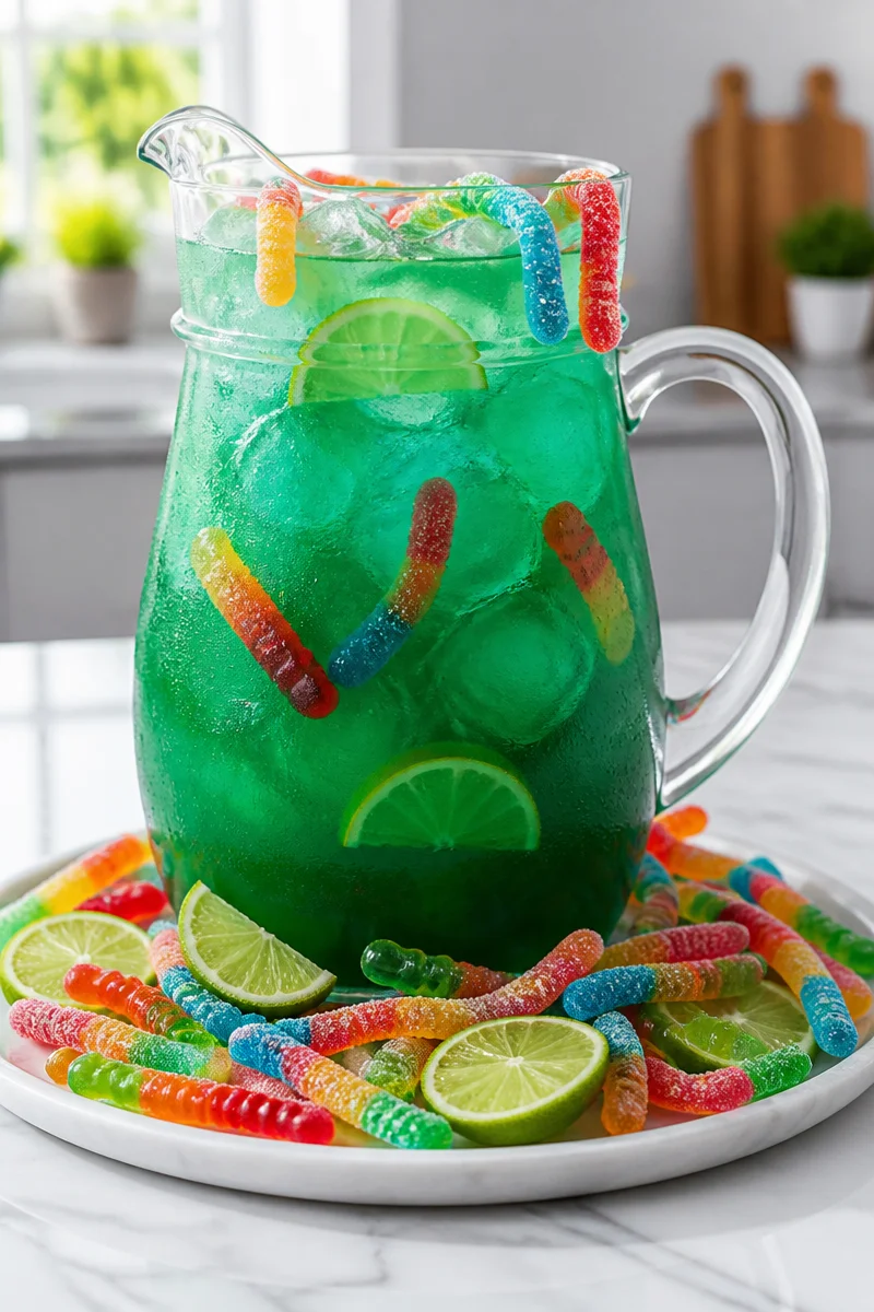 Green Swamp Monster Lemonade Drink in a vibrant green glass