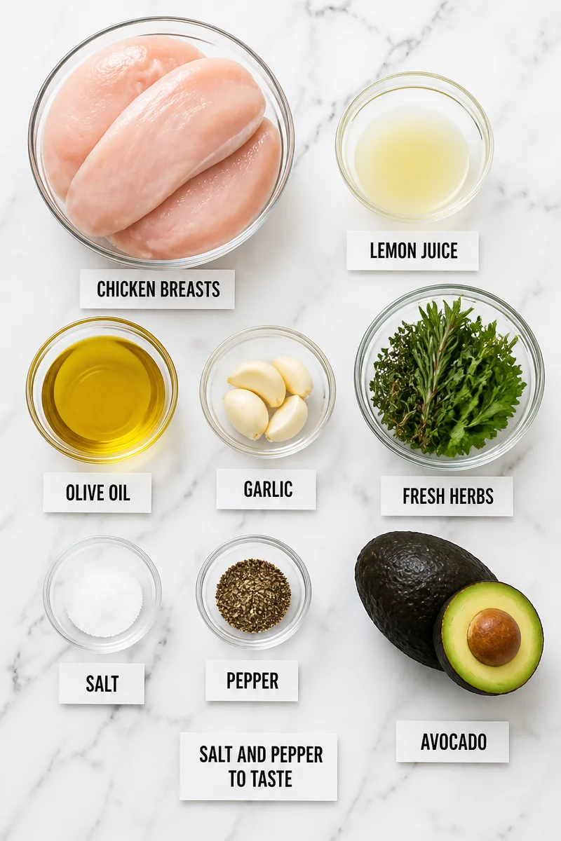 Grilled Lemon Herb Chicken Breast with Avocado