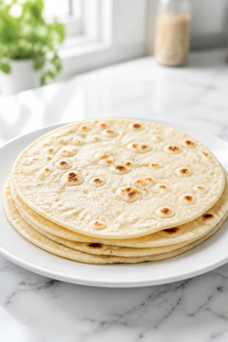Healthy gluten-free cassava flour tortilla on a plate
