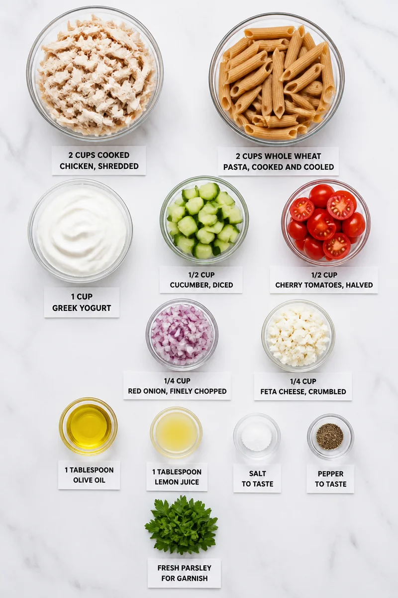 Healthy Greek Yogurt Chicken Pasta Salad