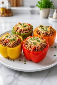 Healthy Ground Beef And Rice Stuffed Pepper