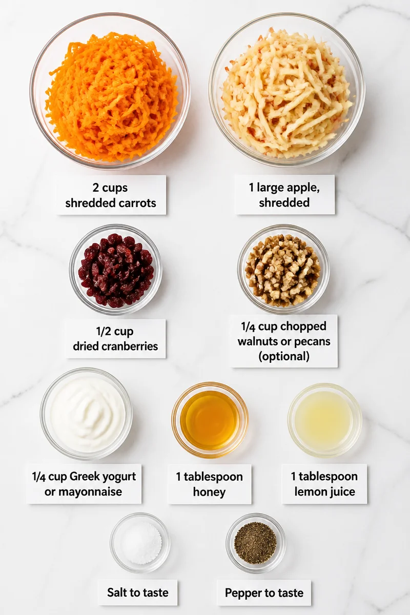Healthy Shredded Apple And Cranberry Carrot Salad