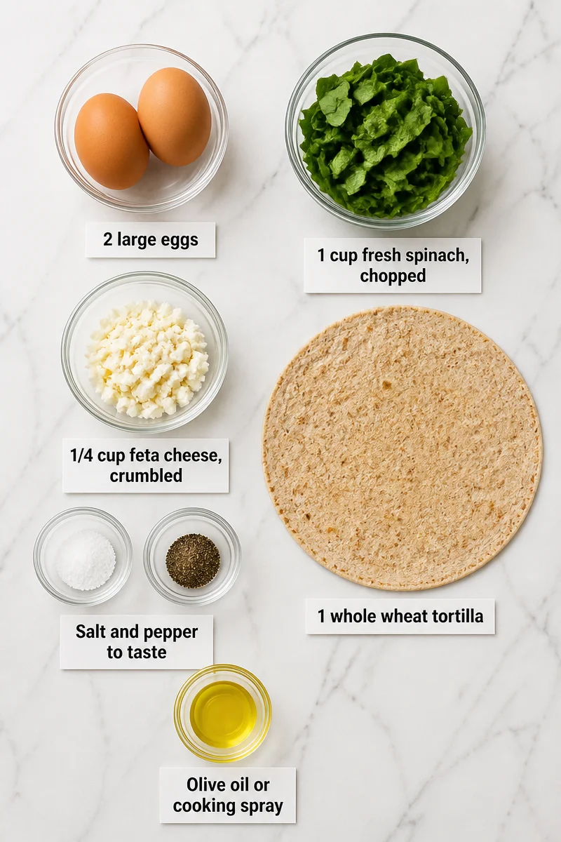 Healthy Spinach And Feta Egg Breakfast Wrap