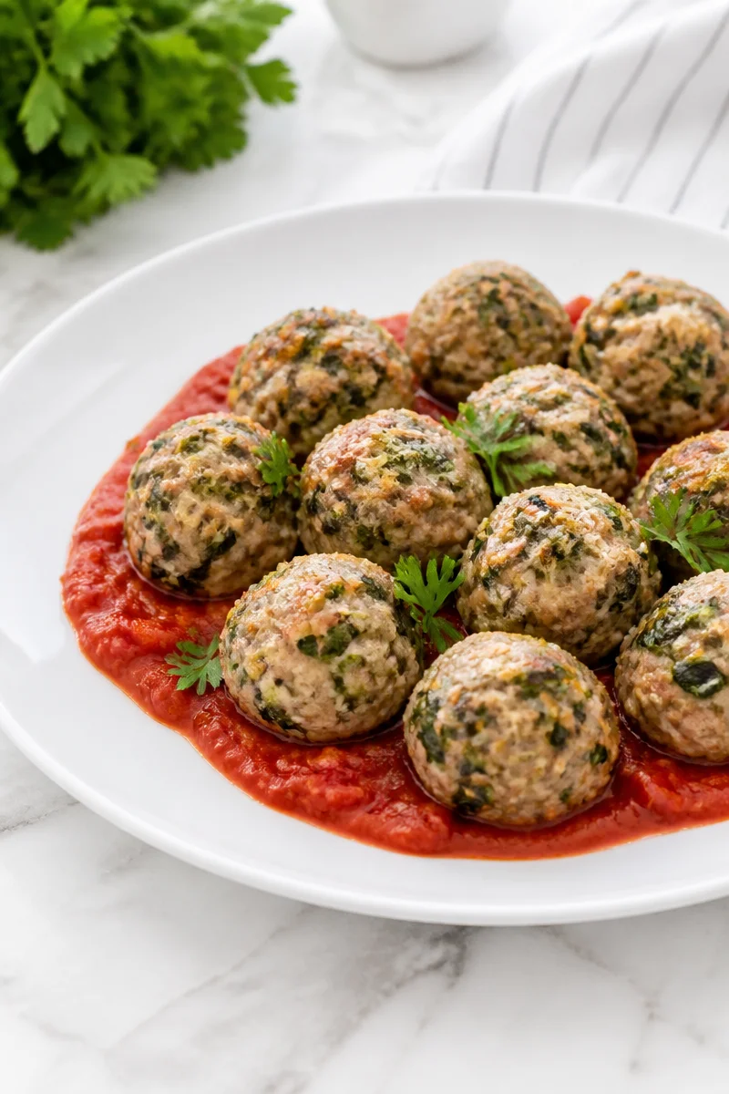 Healthy Spinach And Ricotta Baked Turkey Meatball