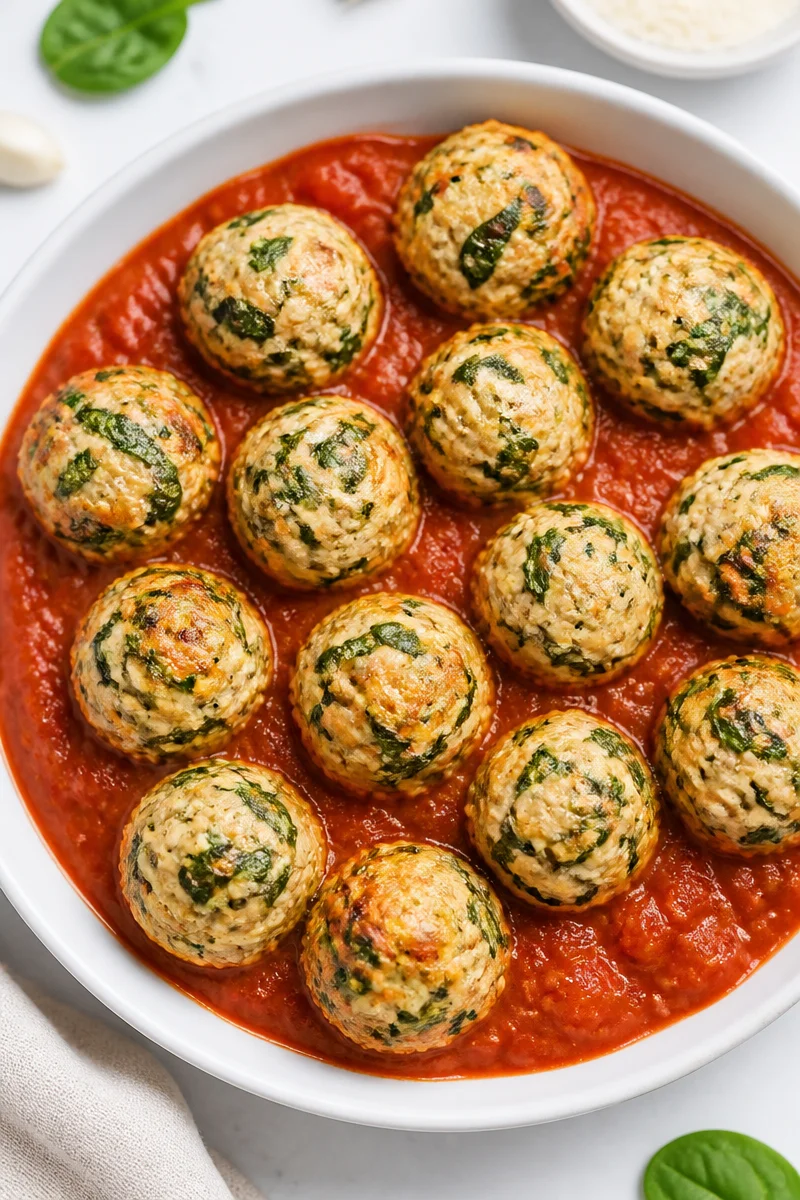 Healthy Spinach And Ricotta Baked Turkey Meatball