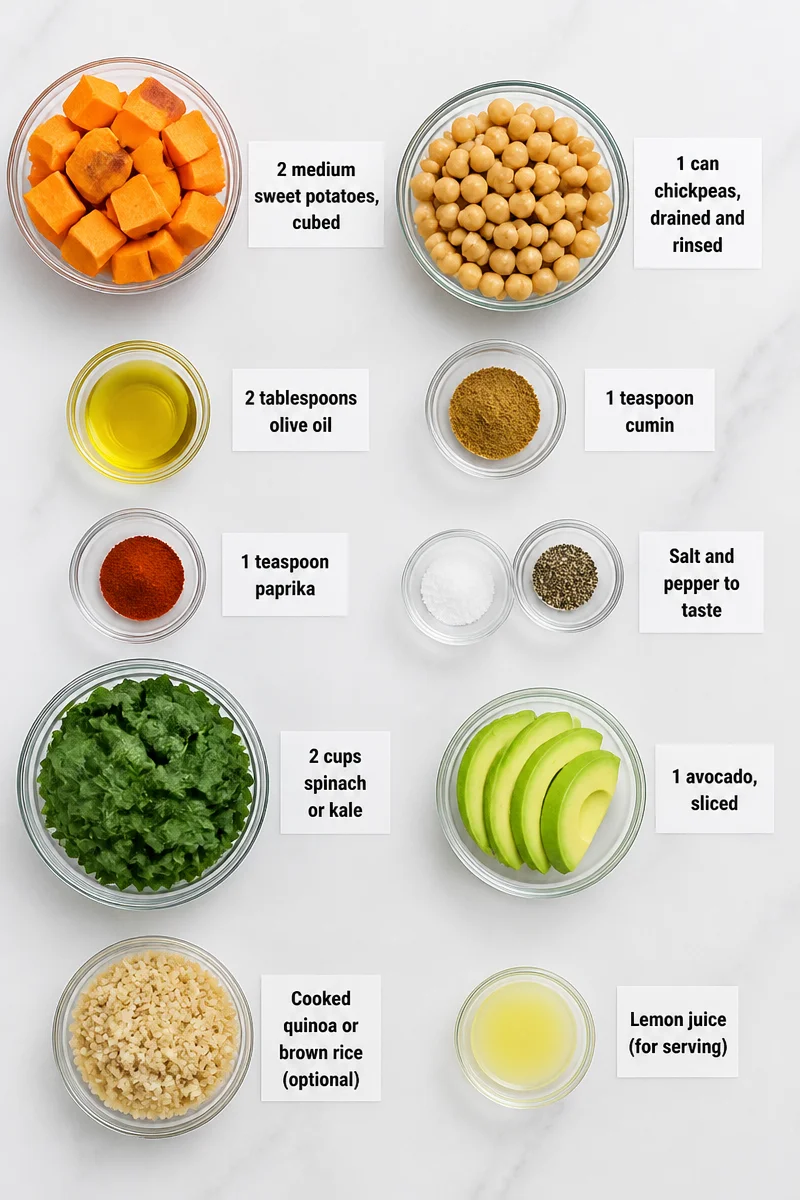 Healthy Sweet Potato and Chickpea Dinner Bowl