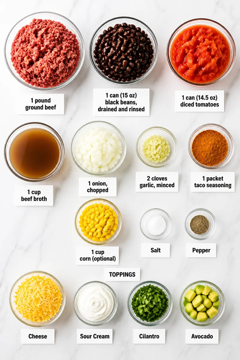 Hearty Black Bean And Ground Beef Taco Soup Recipe