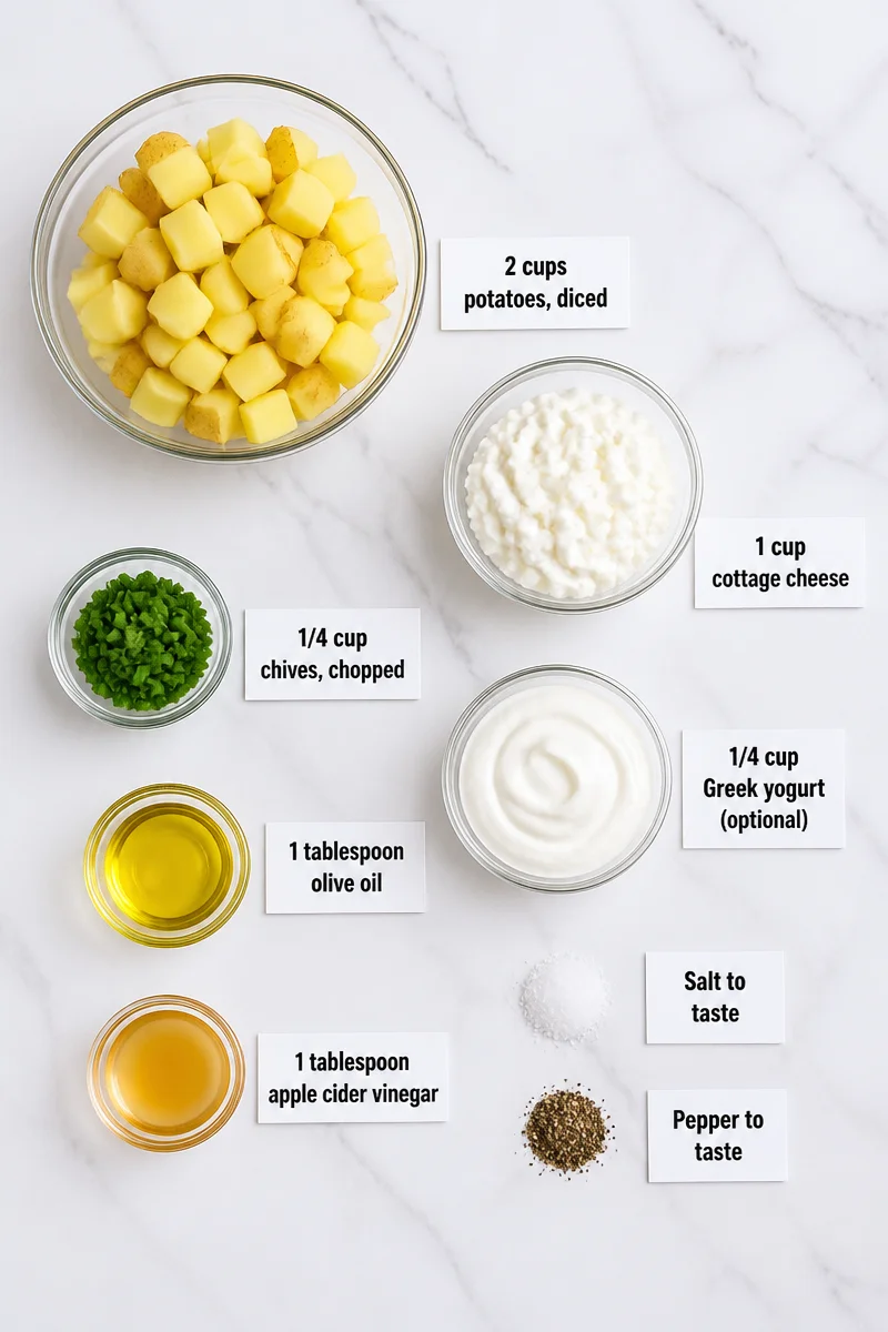 High Protein Potato Salad with Cottage Cheese and Chives