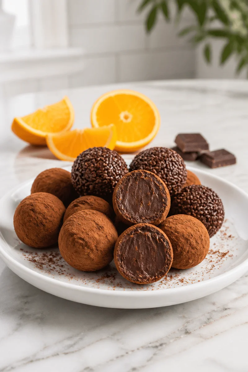 Homemade chocolate orange truffles with a burst of citrus flavor