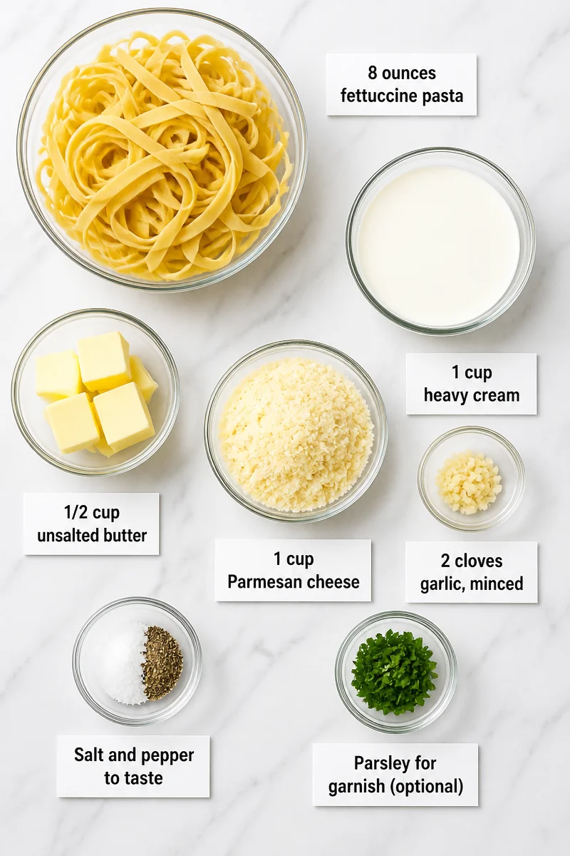 Homemade Creamy Alfredo Sauce with Fettuccine Pasta