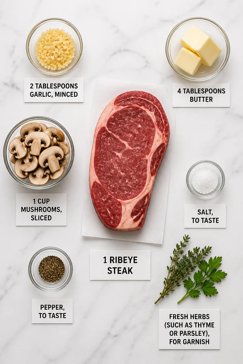 Juicy Garlic Butter Ribeye Steak with Mushrooms
