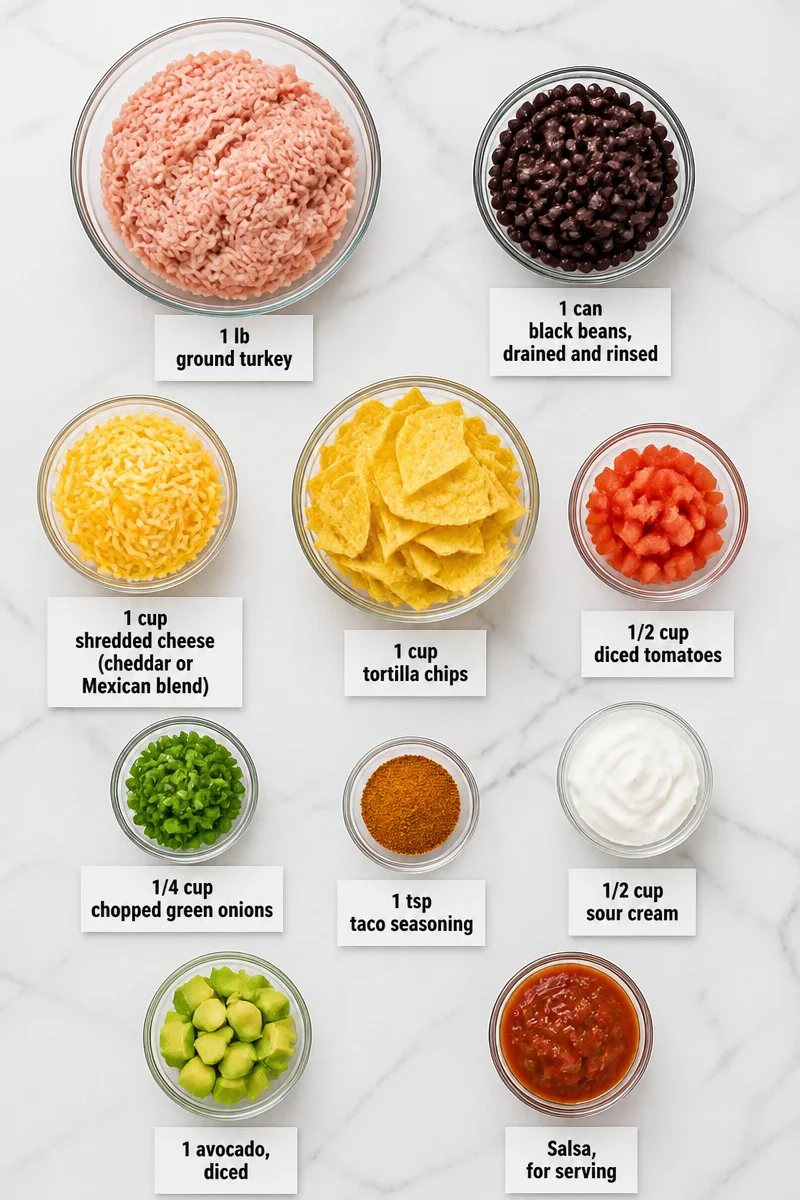 Loaded Ground Turkey And Black Bean Nacho