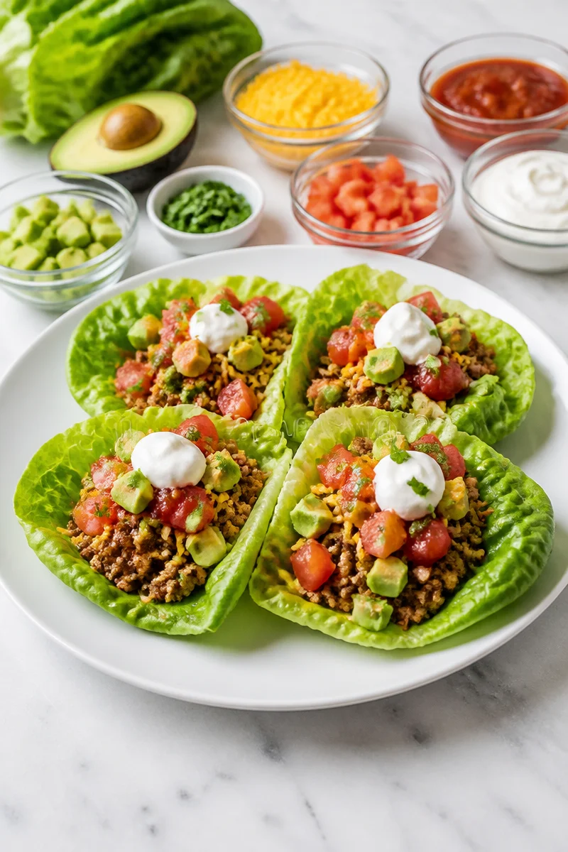 Low calorie turkey taco lettuce wrap for healthy meal options