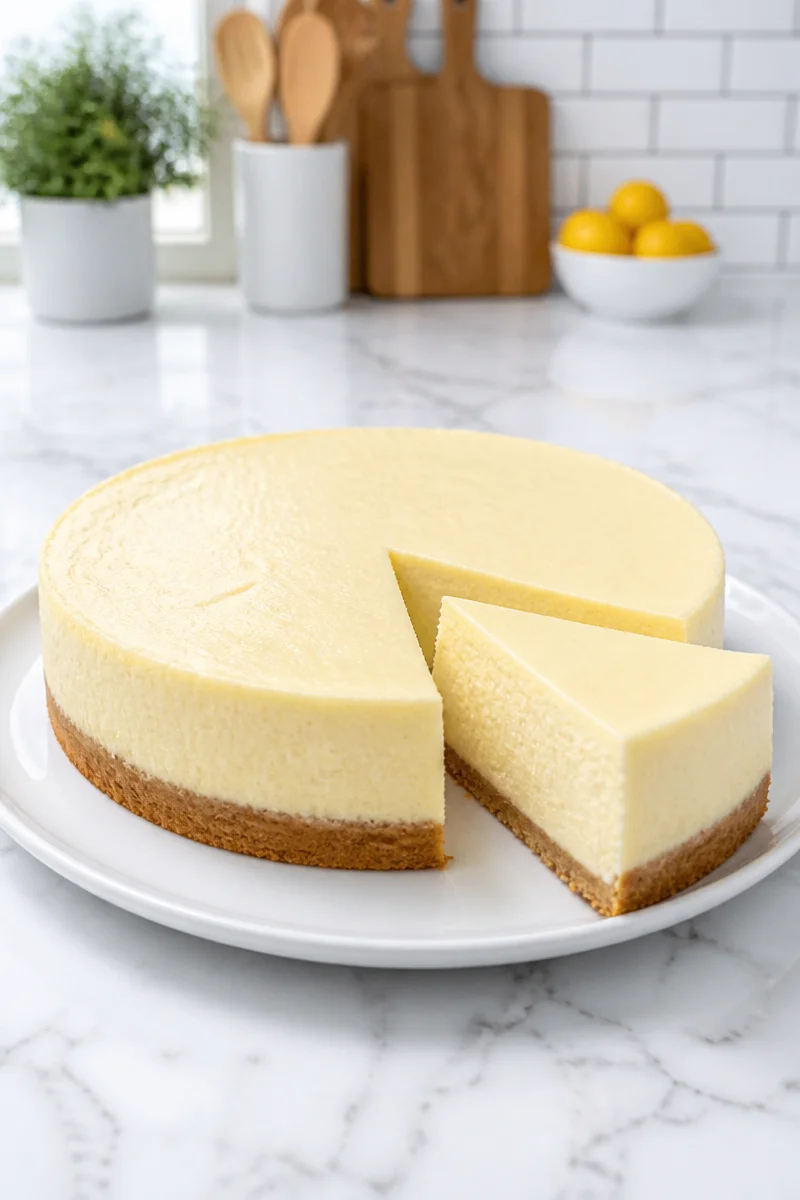 Low Carb Keto Cheesecake with Almond Flour Crust slice on a plate