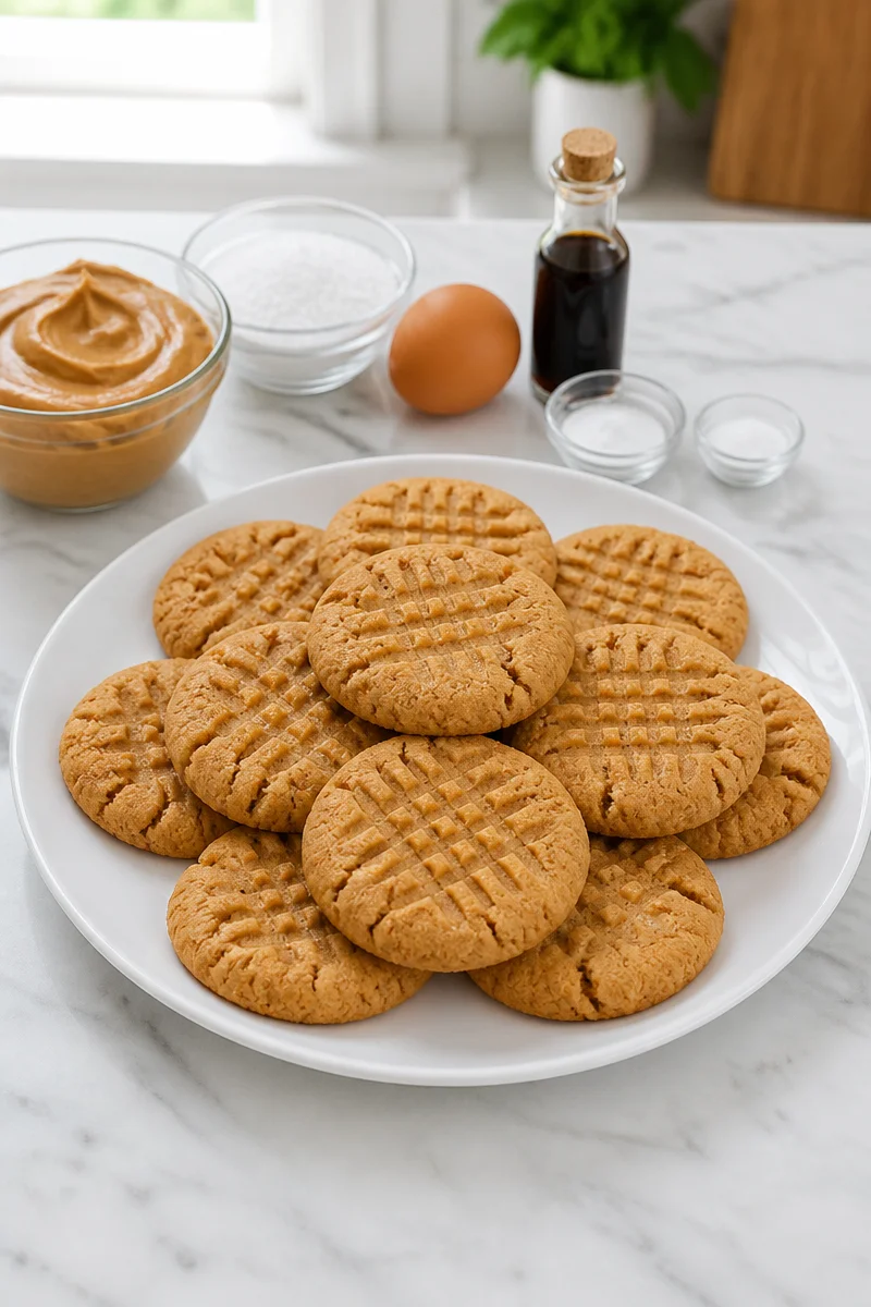 Low carb keto peanut butter cookies on a plate