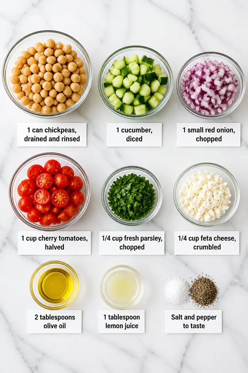 Mediterranean Chickpea Salad with Cucumber and Onion