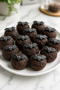 No Bake Dark Chocolate Bat Truffle Halloween Treat