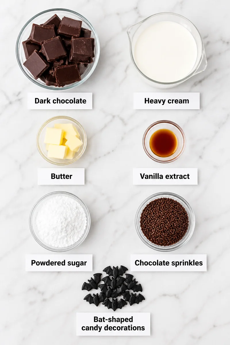 No Bake Dark Chocolate Bat Truffle Halloween Treat
