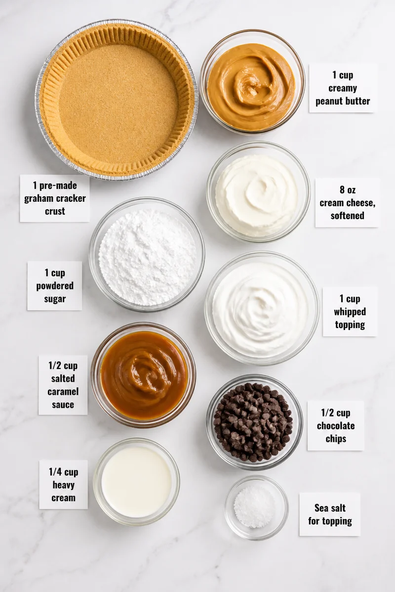 No Bake Salted Caramel And Chocolate Peanut Butter Pie