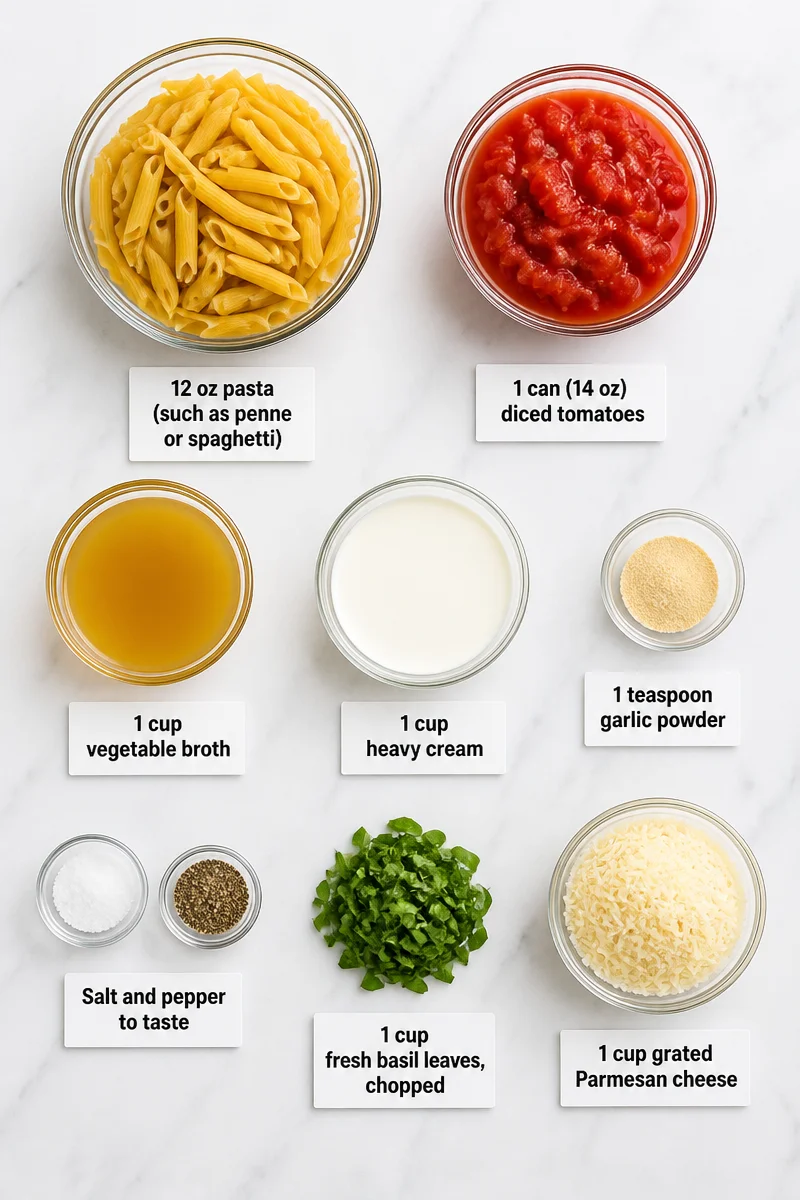 One-Pot Creamy Tomato Basil Pasta with Parmesan