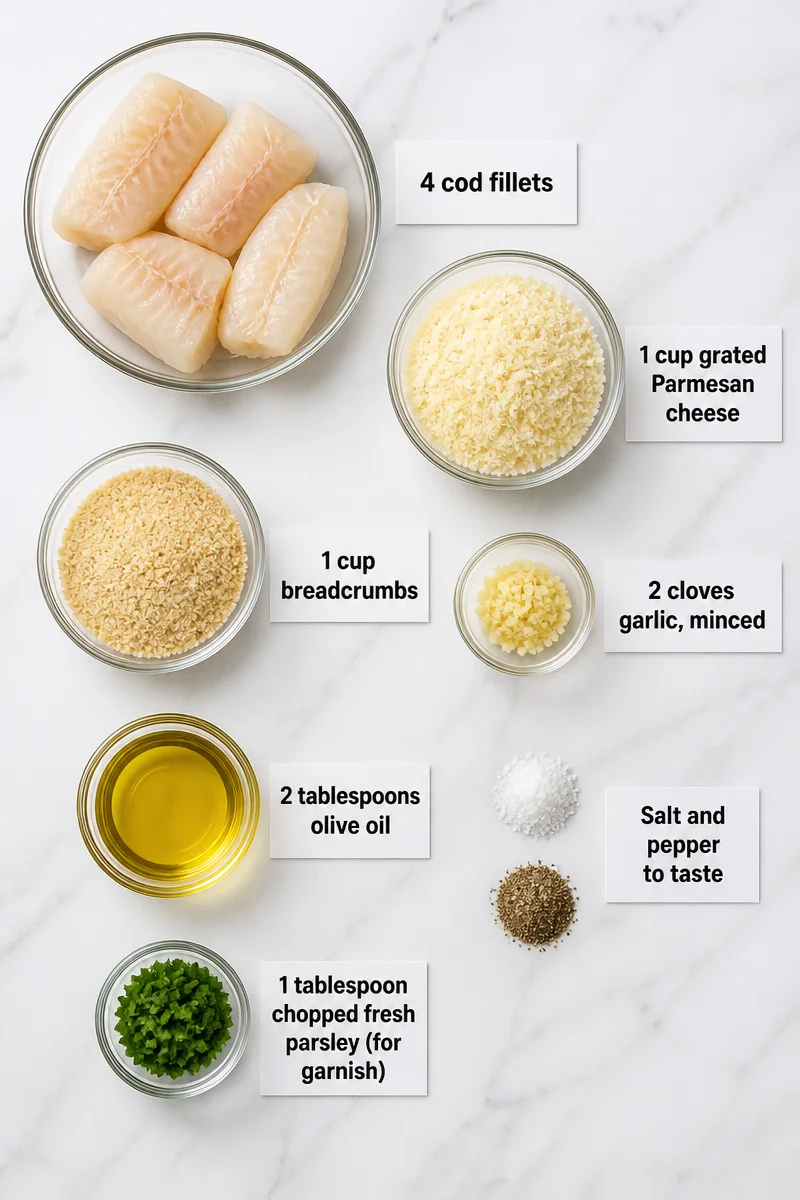 Parmesan Crusted Cod with Garlic Sauce