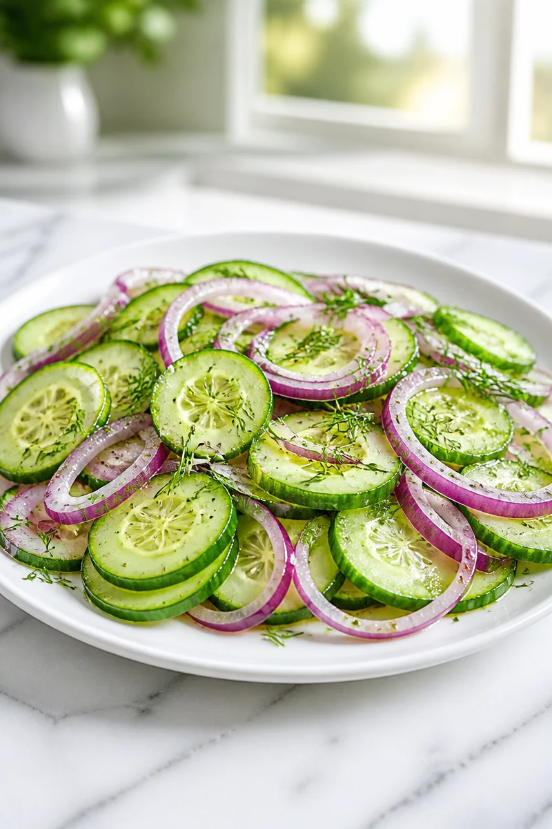Refreshing cucumber and red onion salad with vibrant ingredients