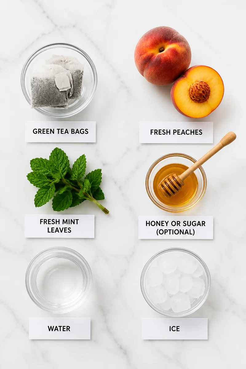 Refreshing Iced Green Tea with Peach and Mint