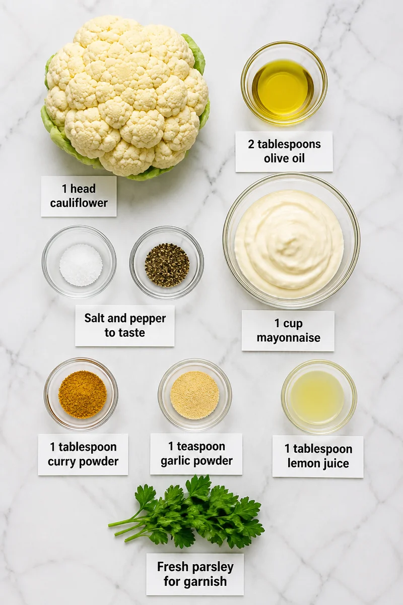 Roasted Cauliflower with Curry Spiced Aioli