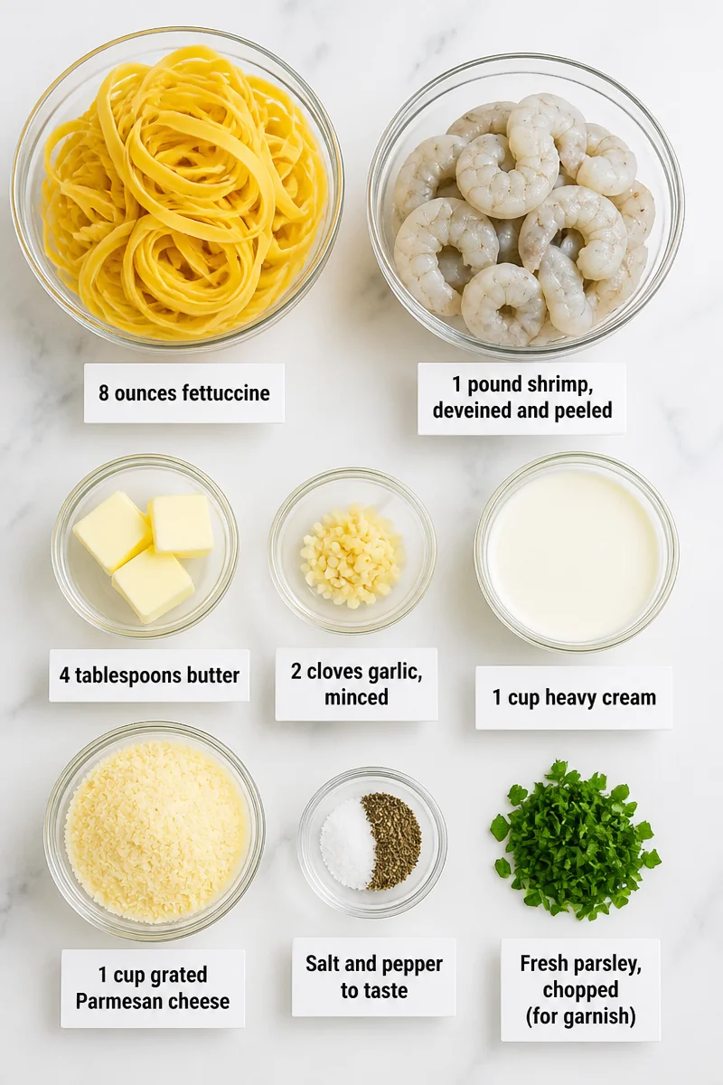 Shrimp Fettuccine Alfredo with Garlic and Parmesan