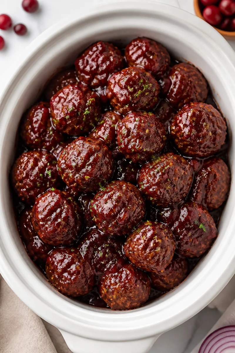 Slow Cooker Cranberry BBQ Beef Meatball
