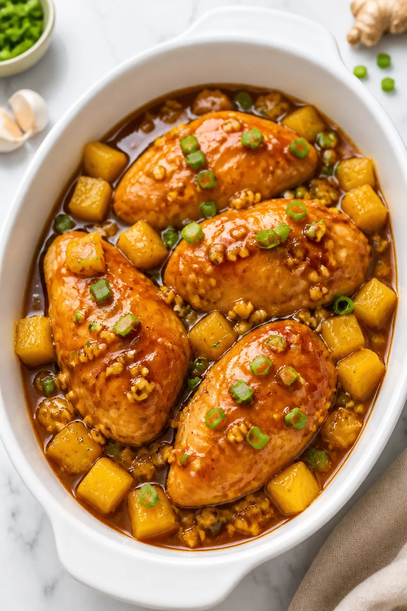 Slow Cooker Pineapple Honey Garlic Chicken