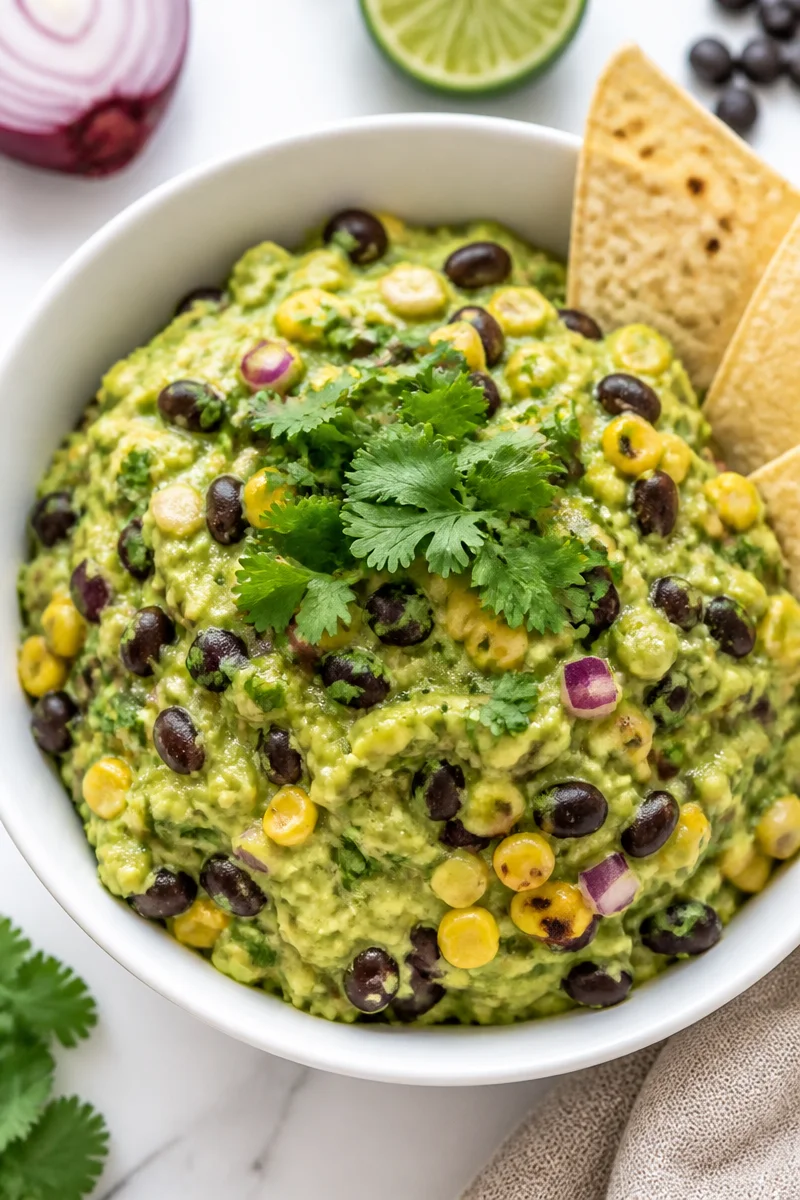 Smoky Roasted Corn And Black Bean Guacamole Recipe