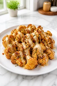 Spicy Roasted Cauliflower with Garlic Tahini Sauce