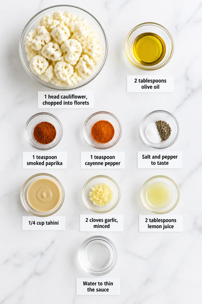 Spicy Roasted Cauliflower with Garlic Tahini Sauce