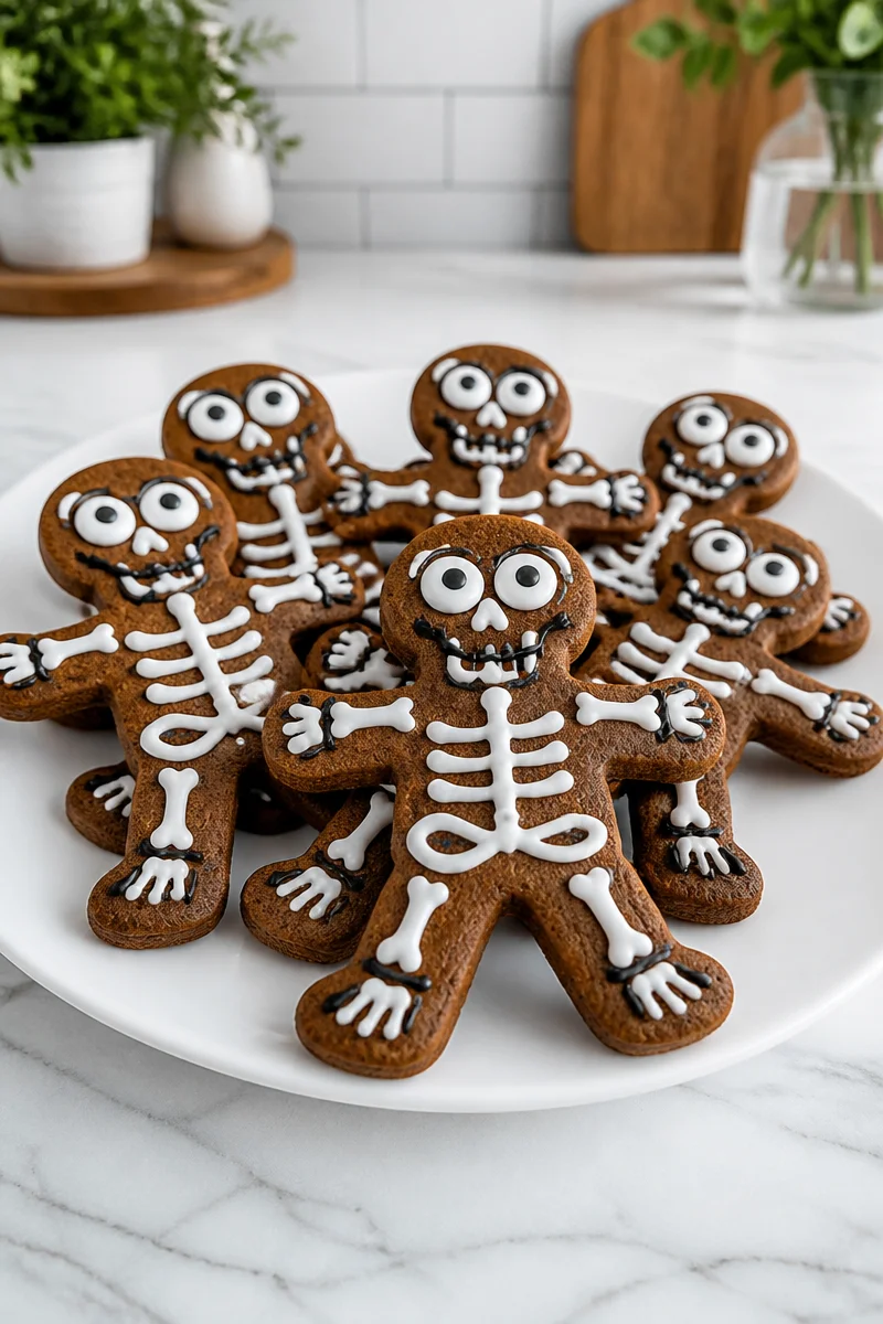 Spooky skeleton spiced gingerbread Halloween cookie, perfect for festive treats