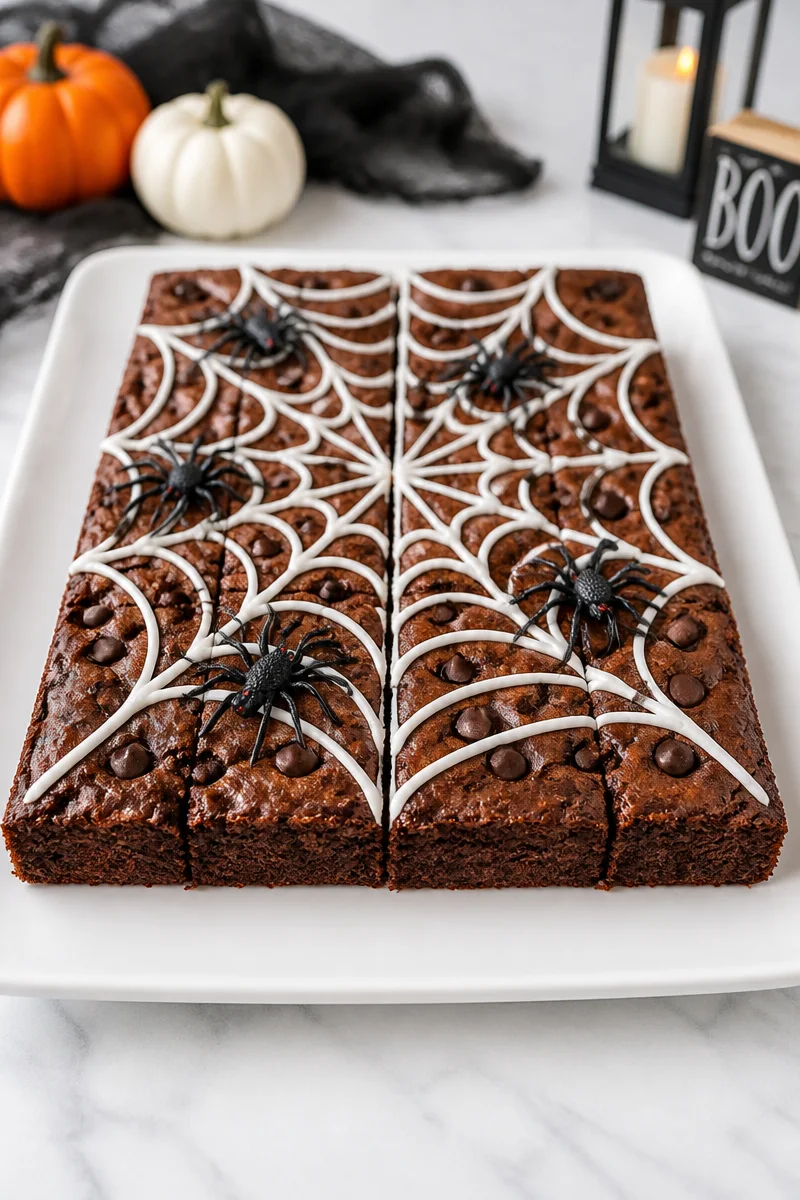 Spooky Spider Web Chocolate Brownie Halloween Dessert