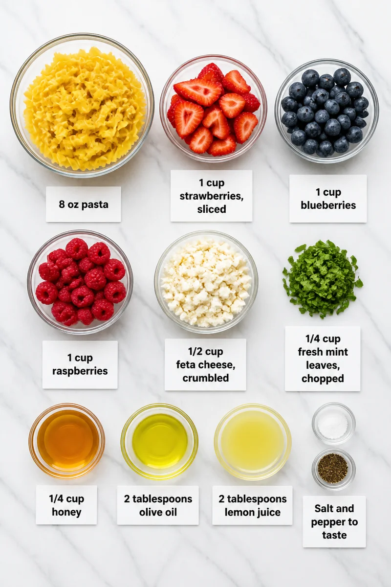 Summer Berry Pasta Salad with Honey Dressing