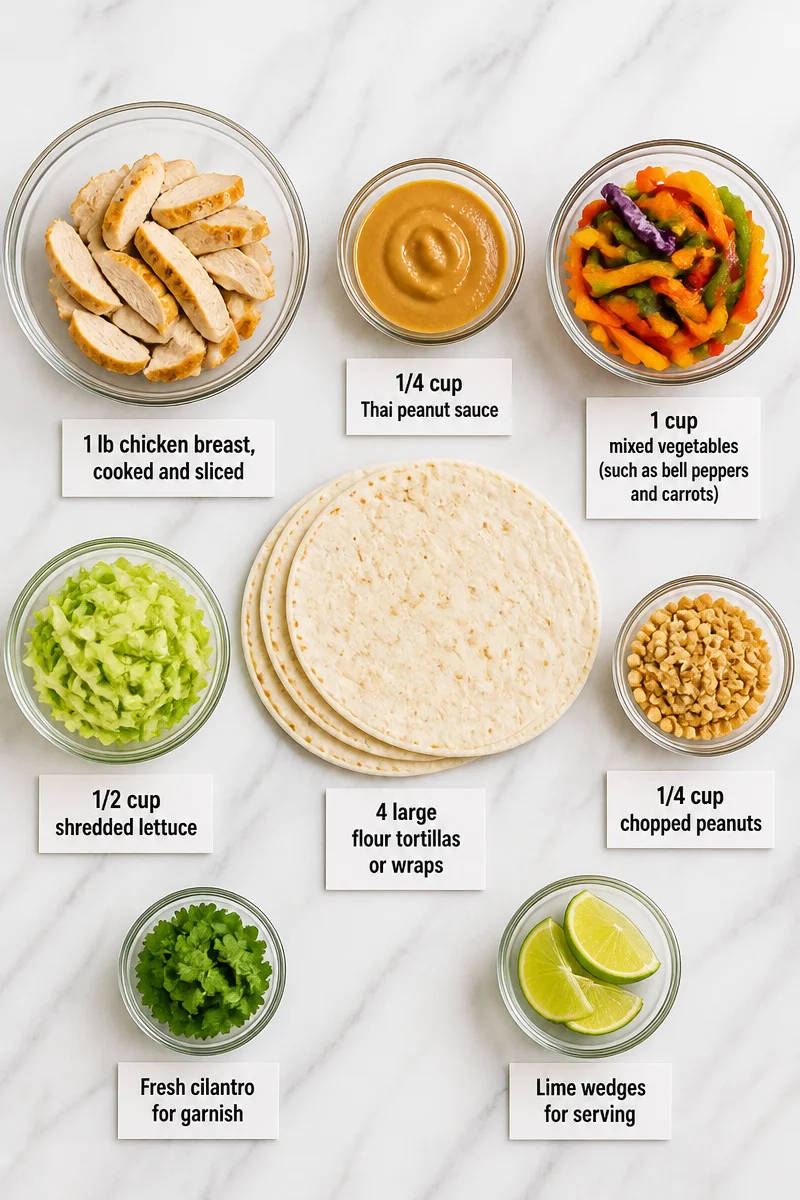 Sweet and Spicy Thai Peanut Chicken Wrap