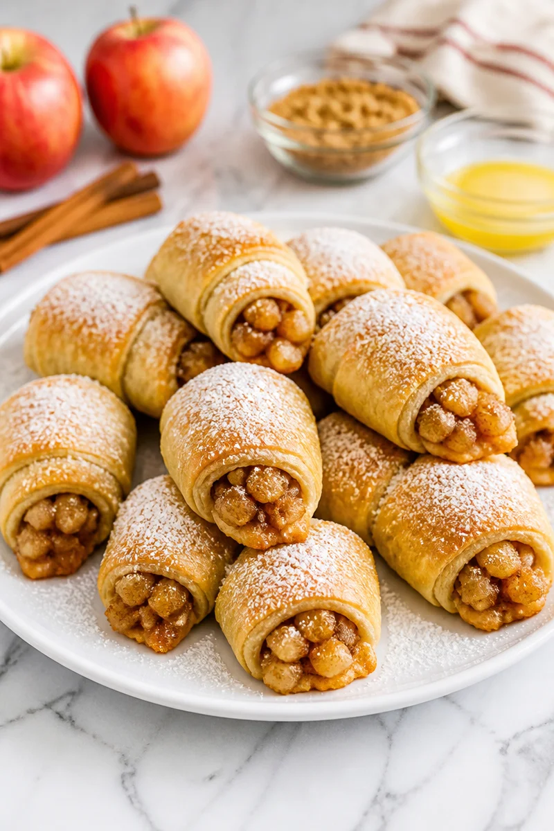 Sweet cinnamon apple stuffed crescent roll fresh out of the oven